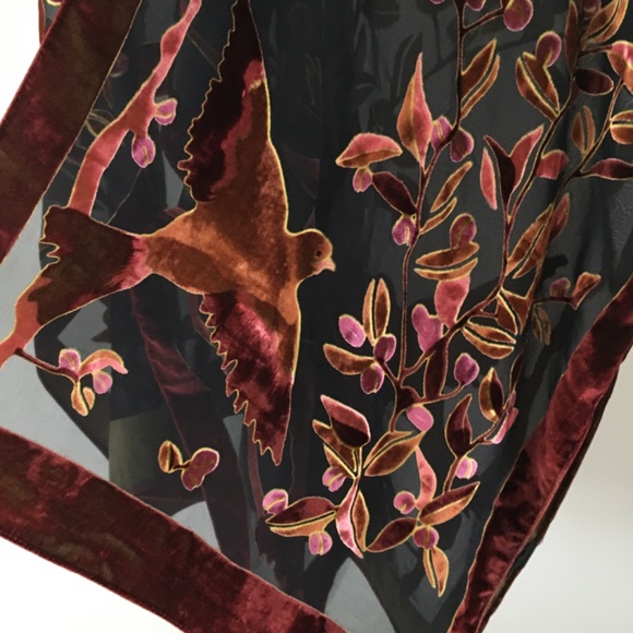 Duster cover velvet with bird motif one size - Picture 9 of 11